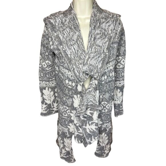 Casmari Cashmere Grey & White Open Front Long Cardigan Size 2 (Medium) - Picture 2 of 7
